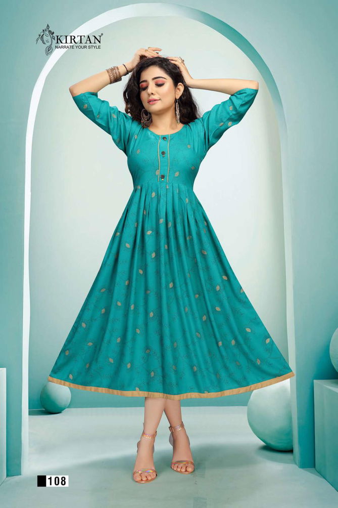 Kirtan Nitya Latest Designer Ethnic Wear Rayon Anarkali Kurti Collection